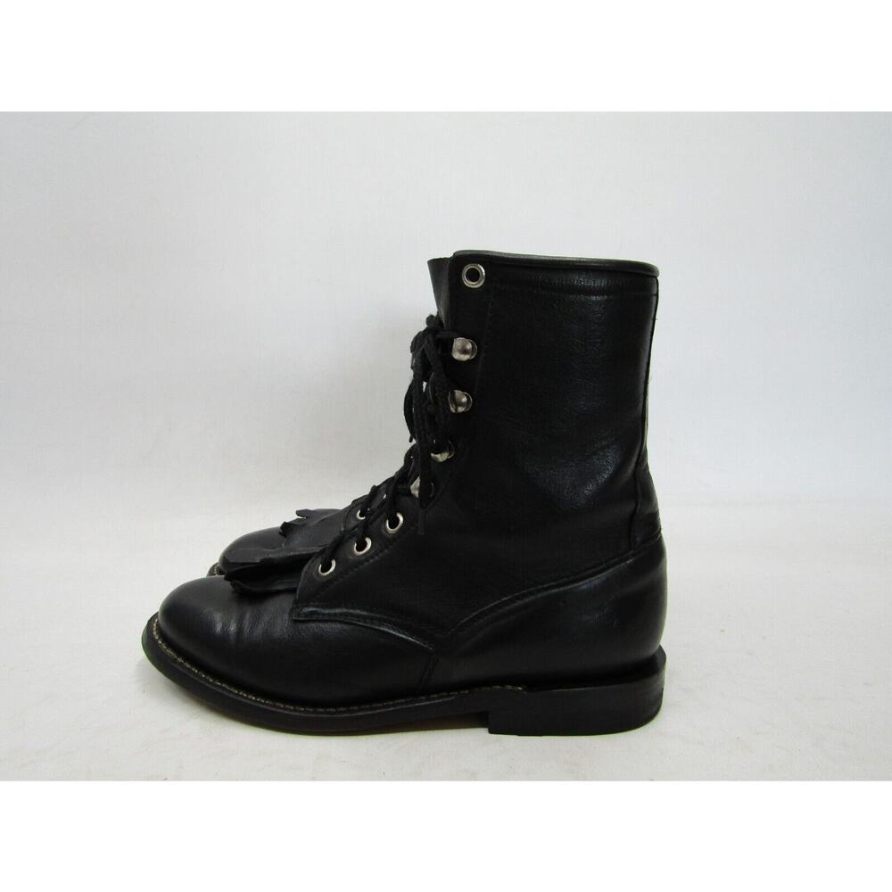 COWTOWN Mens Size 5 D Black Leather Laces Kilt Cowboy Western Boots